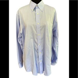 LAND’S End No Iron Pinpoint blue Oxford Traditional fit shirt size L, 16-16.5”